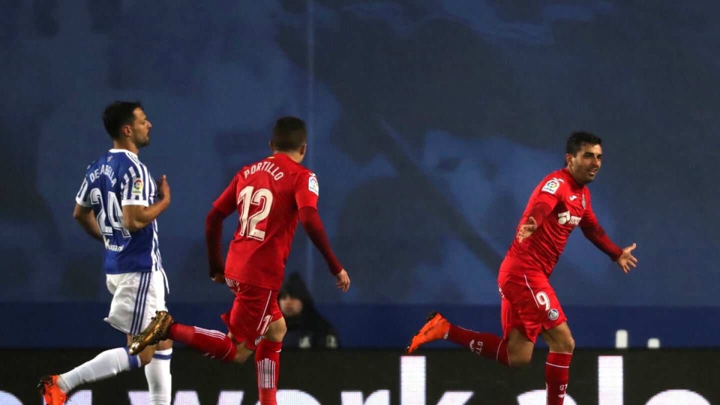 &Aacute;ngel celebra un gol con el Getafe