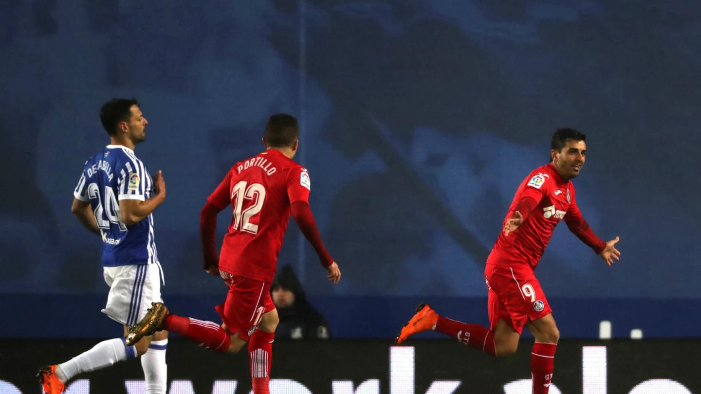 Ángel celebra un gol con el Getafe Ángel celebra un gol con el Getafe