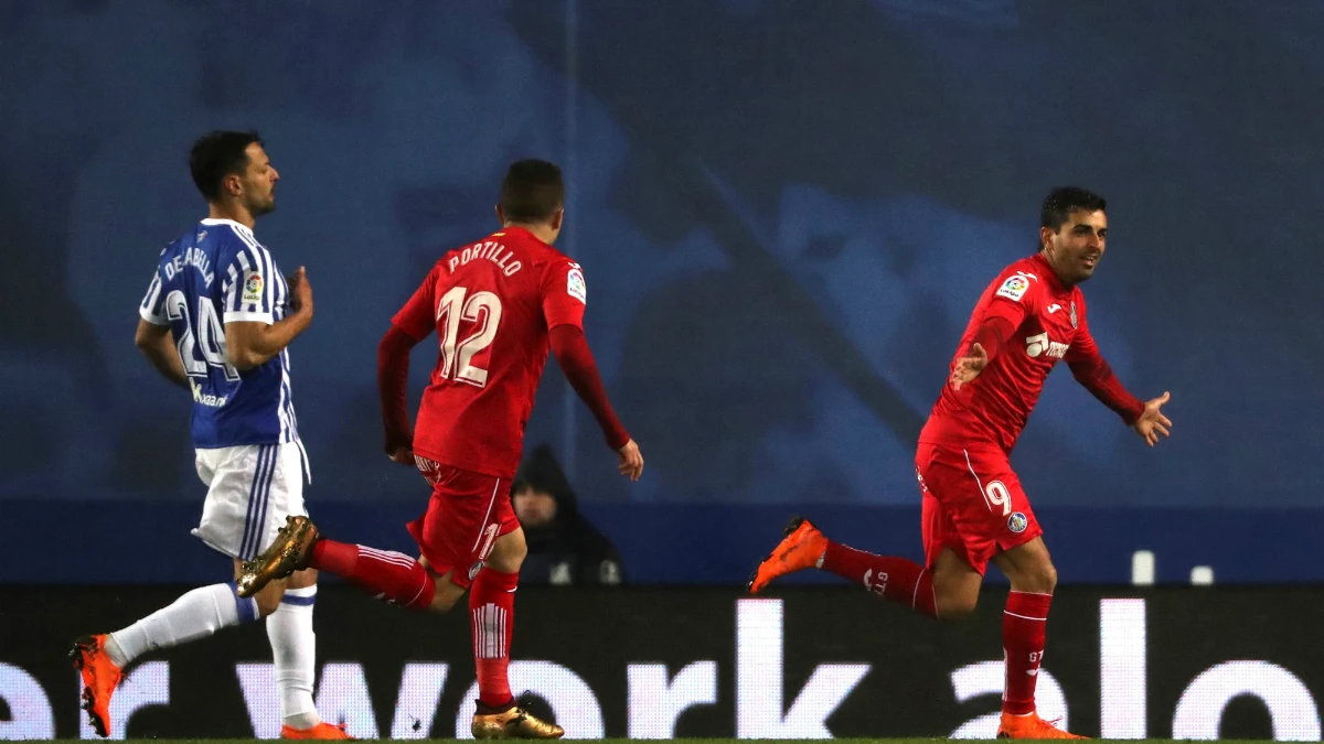 Ángel celebra un gol con el Getafe