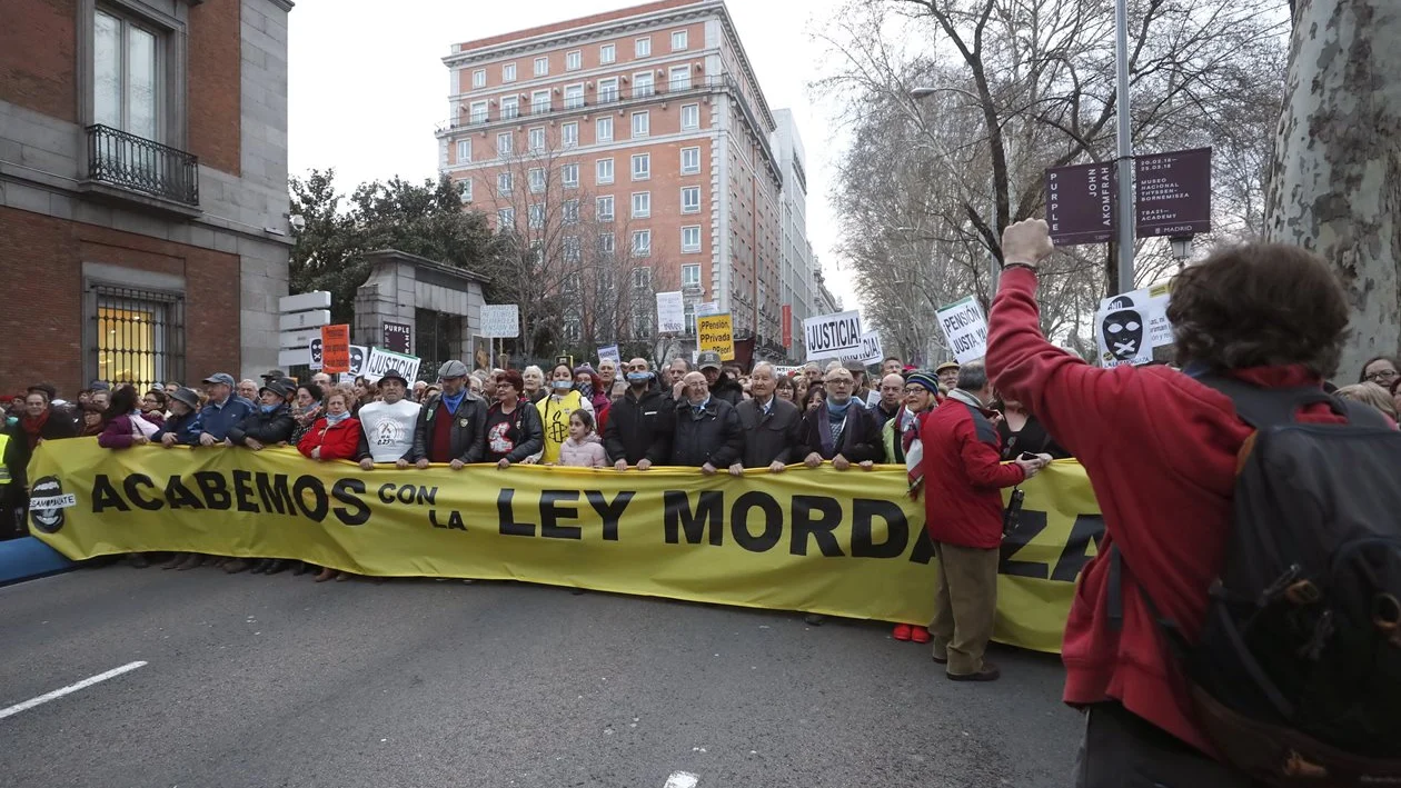 Manifestación en contra de la denominada 'ley mordaza'