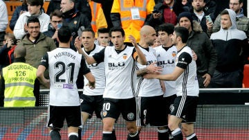 El Valencia celebra un gol