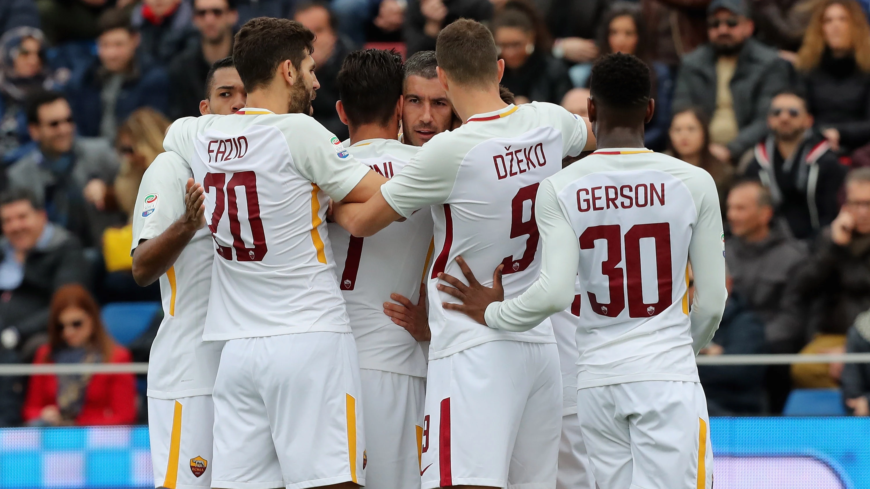 La Roma celebrando un gol