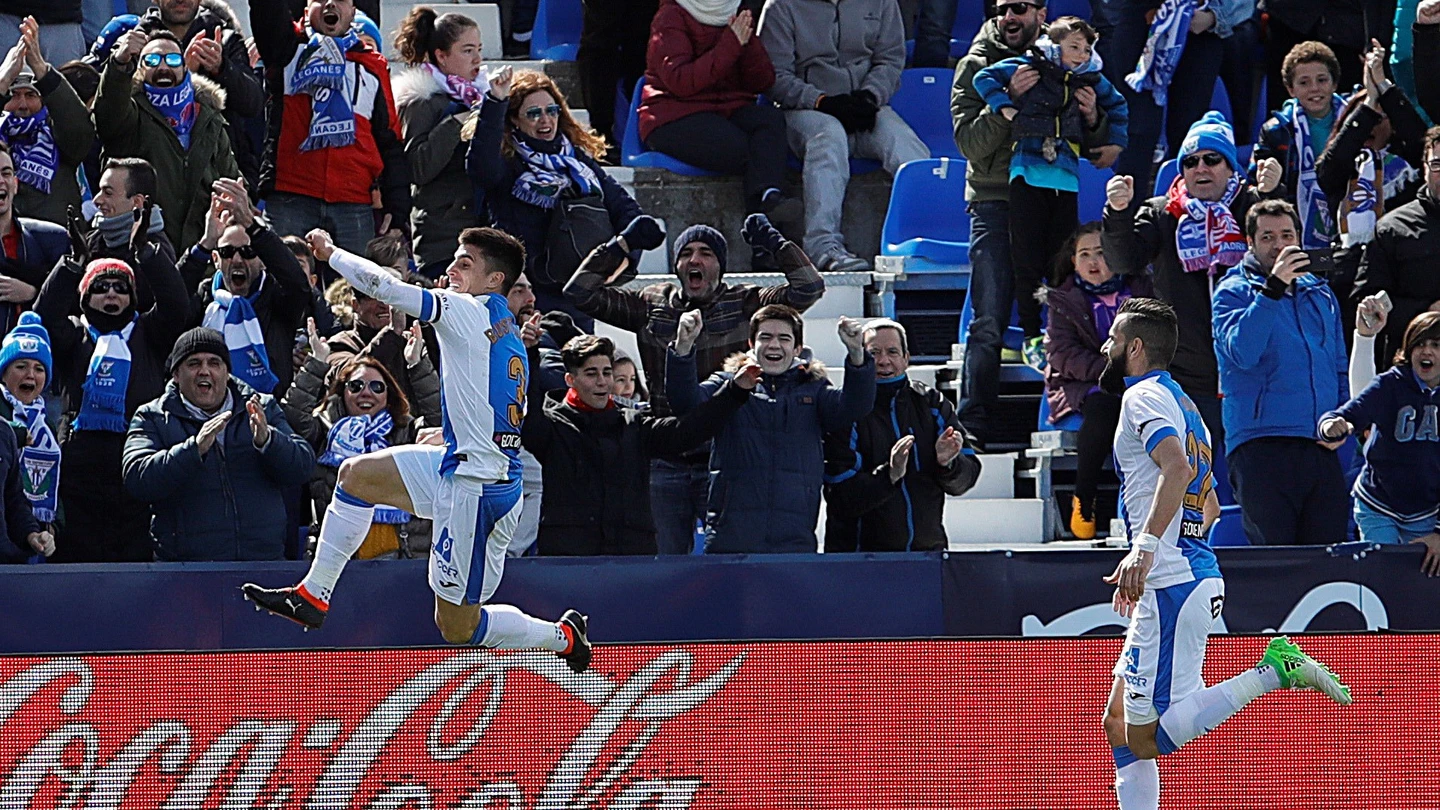 Bustinza celebra su gol con el Leganés en Butarque Bustinza celebra su gol con el Leganés en Butarque