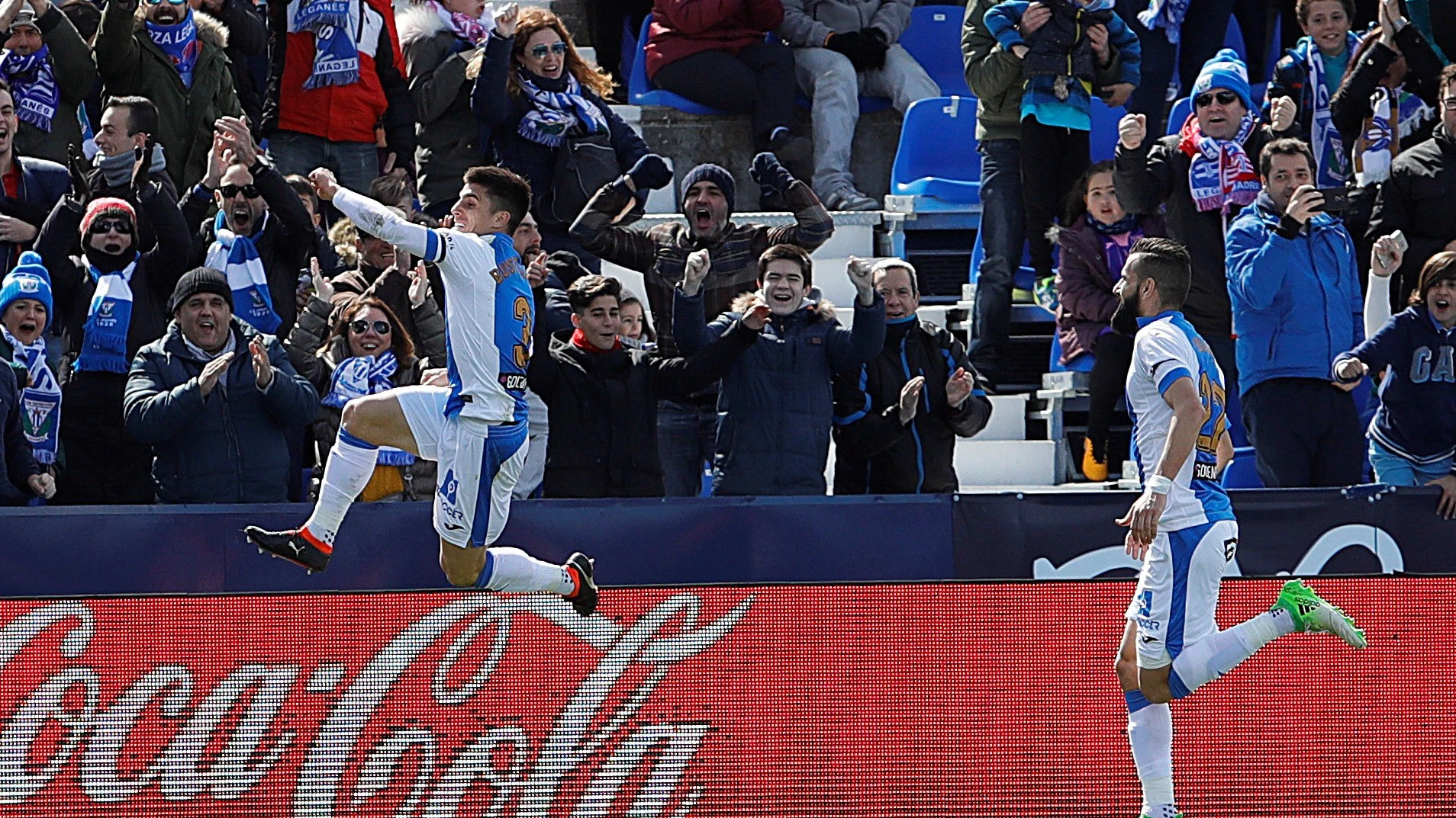 Bustinza celebra su gol con el Leganés en Butarque