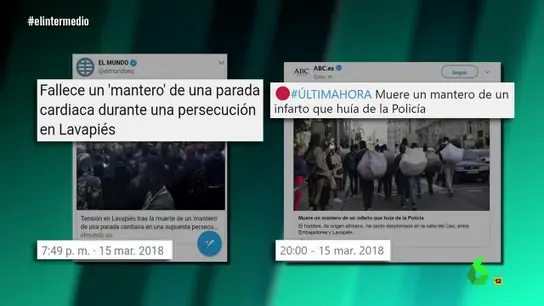 Así cambiaron en unas horas los titulares de los medios de comunicación sobre la muerte de Mbaye en Lavapiés Así cambiaron en unas horas los titulares de los medios de comunicación sobre la muerte de Mbaye en Lavapiés