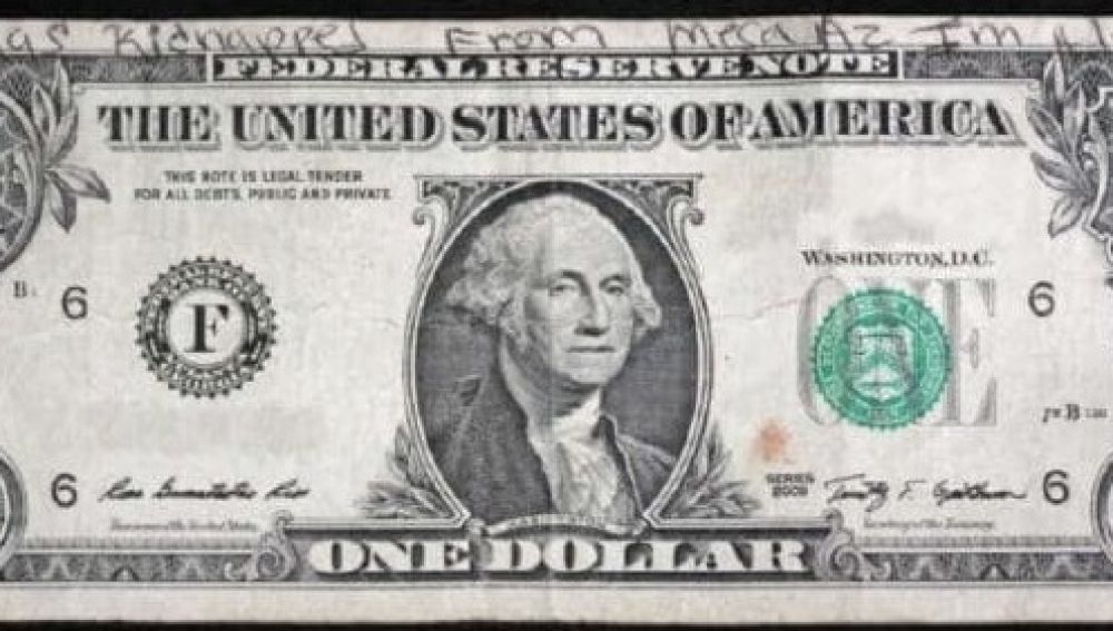Billete de un dólar con mensaje misterioso