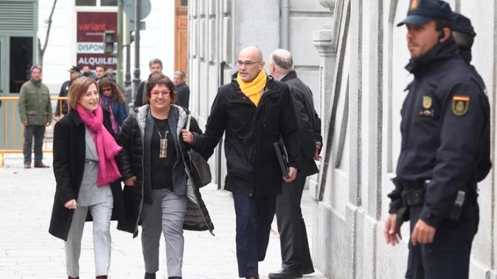 Forcadell, Bassa y Romeva a su llegada al Supremo