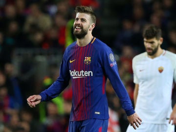 Gerard Piqué, en el partido ante la Roma Gerard Piqué, en el partido ante la Roma