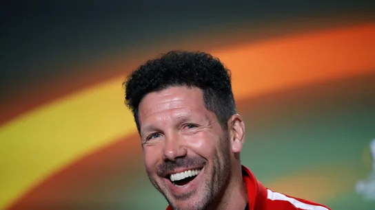 Simeone, durante la rueda de prensa Simeone, durante la rueda de prensa