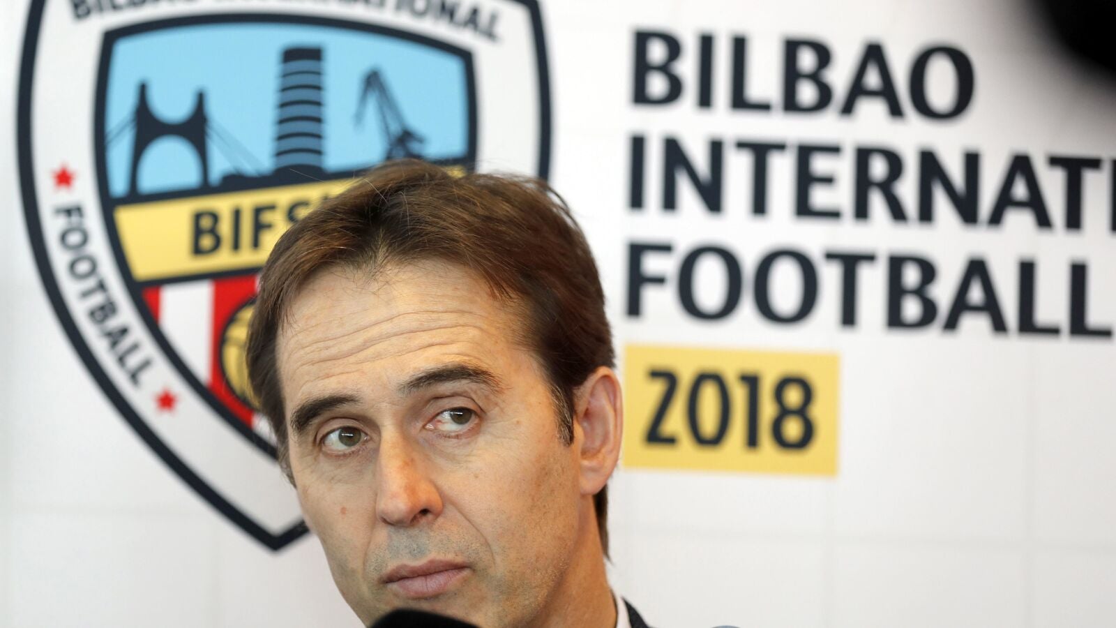 Lopetegui, durante la conferencia