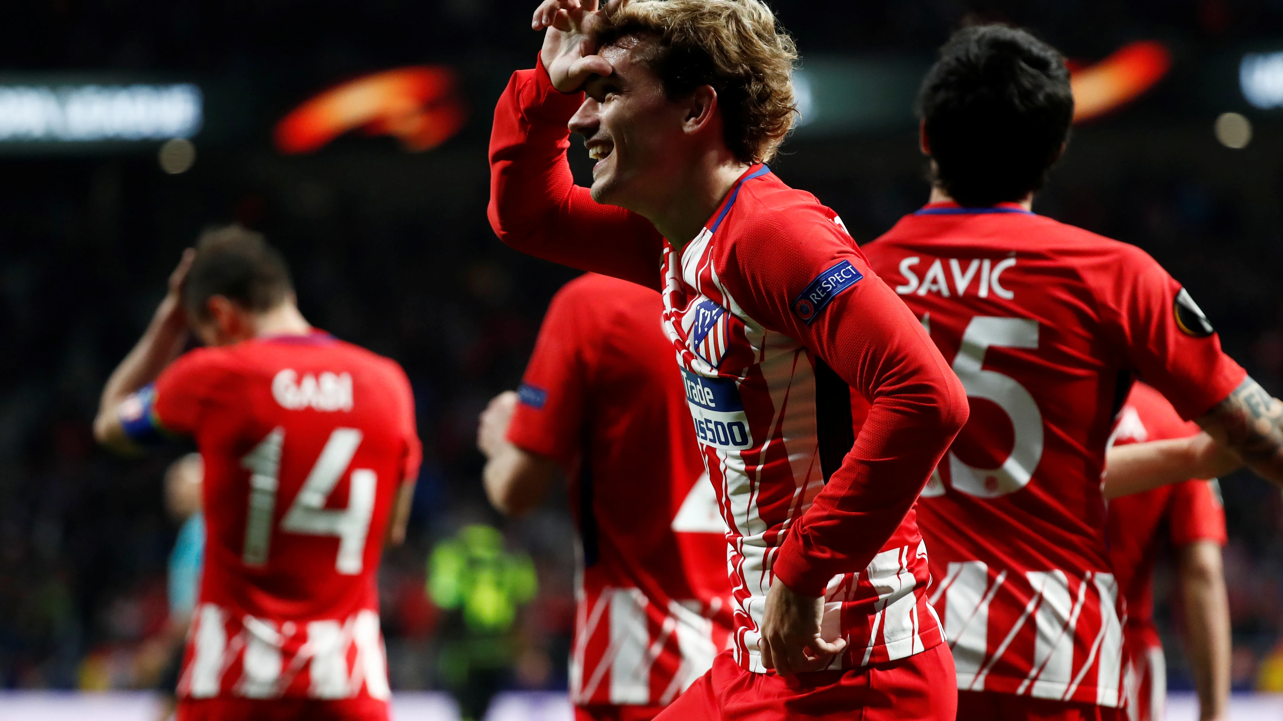 Griezmann celebra su gol contra el Sporting