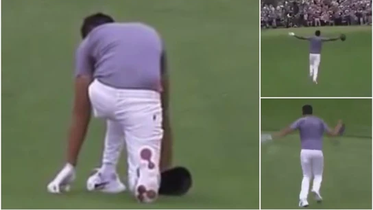 Un golfista se lesiona celebrando un hoyo en uno Un golfista se lesiona celebrando un hoyo en uno