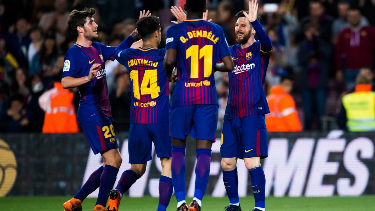 El Barcelona celebra un gol