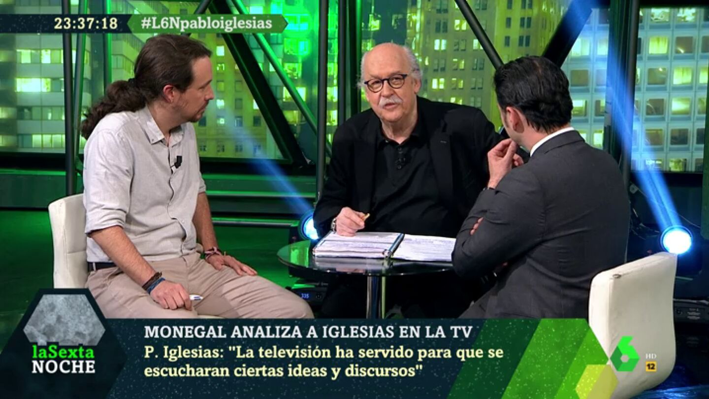 Del 'repita conmigo' a Aguirre' al 'Pantunflo' a Inda: Monegal repasa los 'hits' de Pablo Iglesias en laSexta Noche