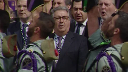 Ministros del Gobierno con el Cristo de la Legión Ministros del Gobierno con el Cristo de la Legión