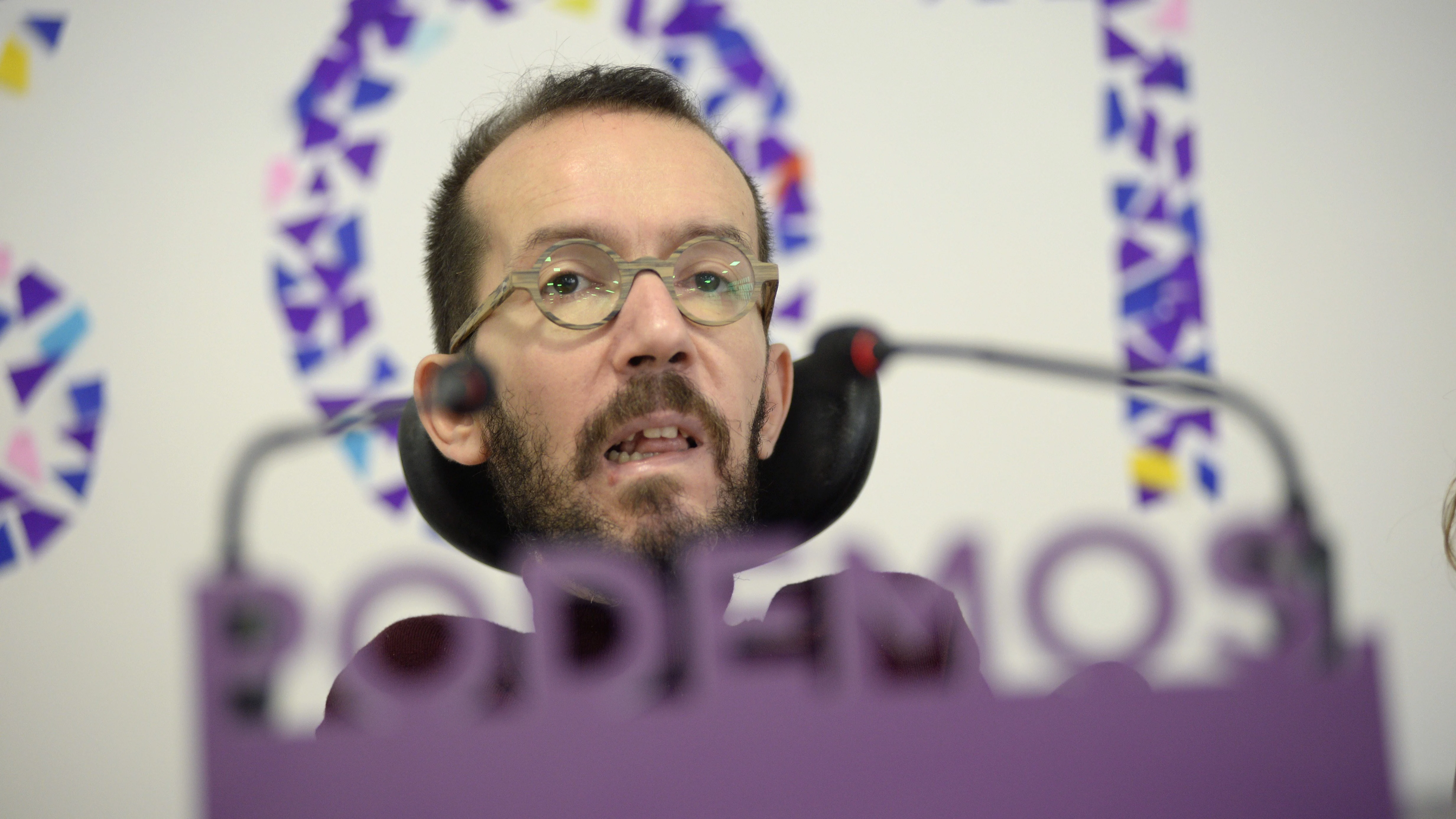 El portavoz de Podemos Pablo Echenique, durante la rueda de prensa tras la reunión del Consejo de Coordinación de la formación en Madrid. 