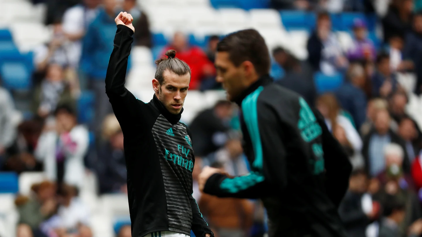 Bale, durante un calentamiento Bale, durante un calentamiento