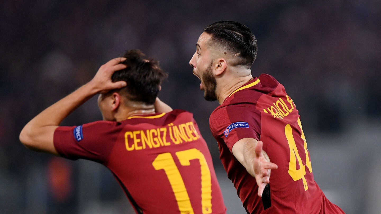 Manolas celebra su decisivo gol ante el Barcelona