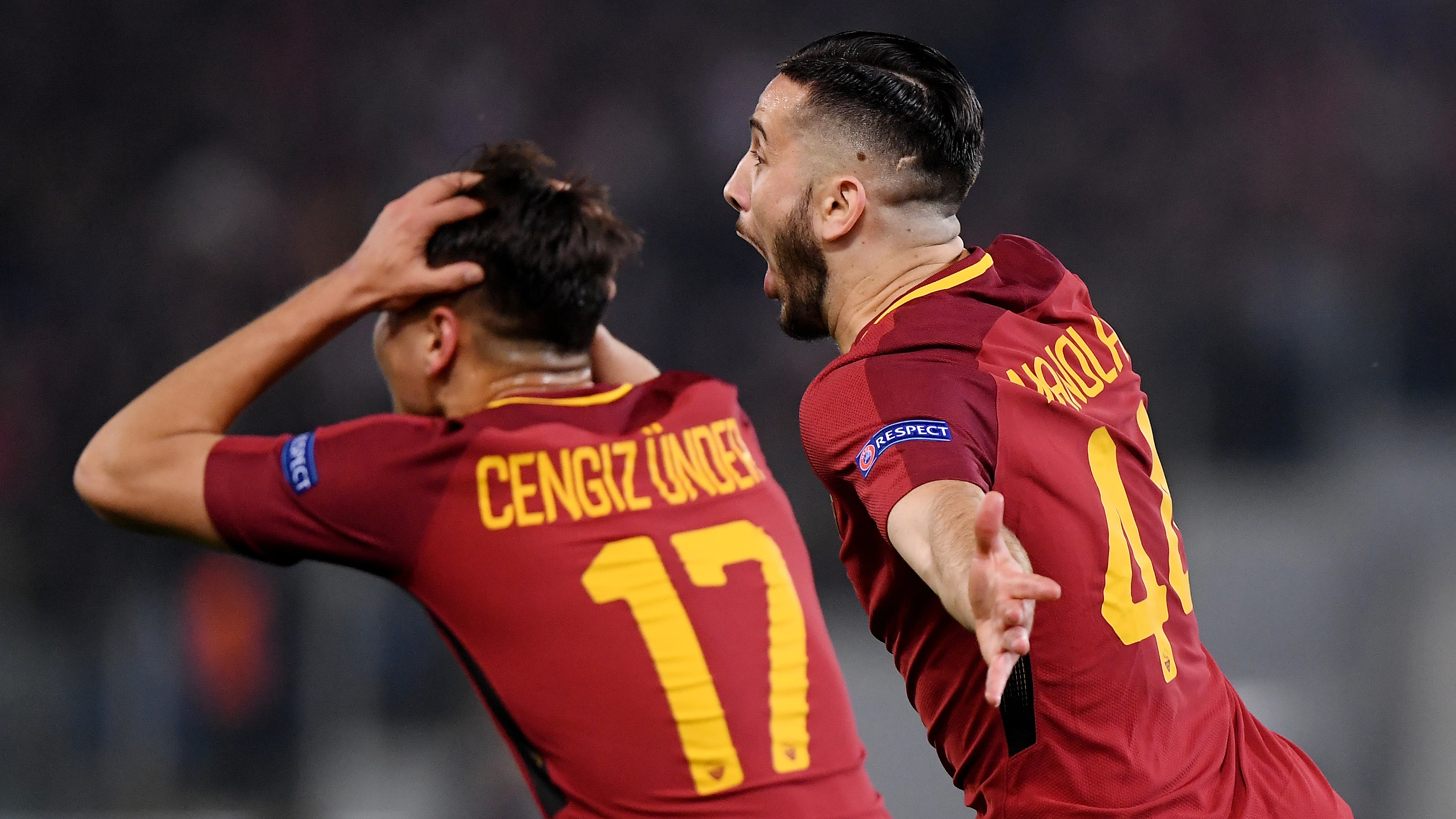 Manolas celebra su decisivo gol ante el Barcelona