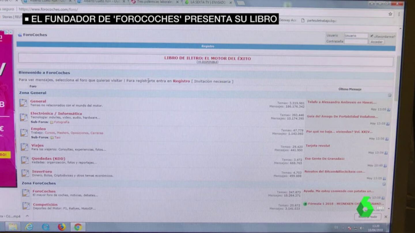 Pantallazo de la p&aacute;gina web de Forocoches