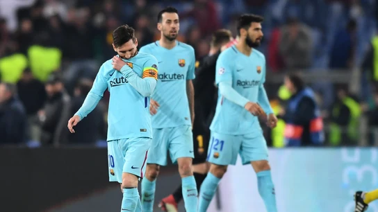 Los jugadores del Barcelona, hundidos en Roma Los jugadores del Barcelona, hundidos en Roma