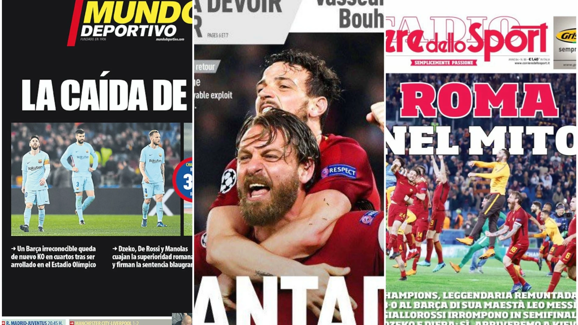 Las portadas de los principales medios deportivos tras la debacle del Barcelona