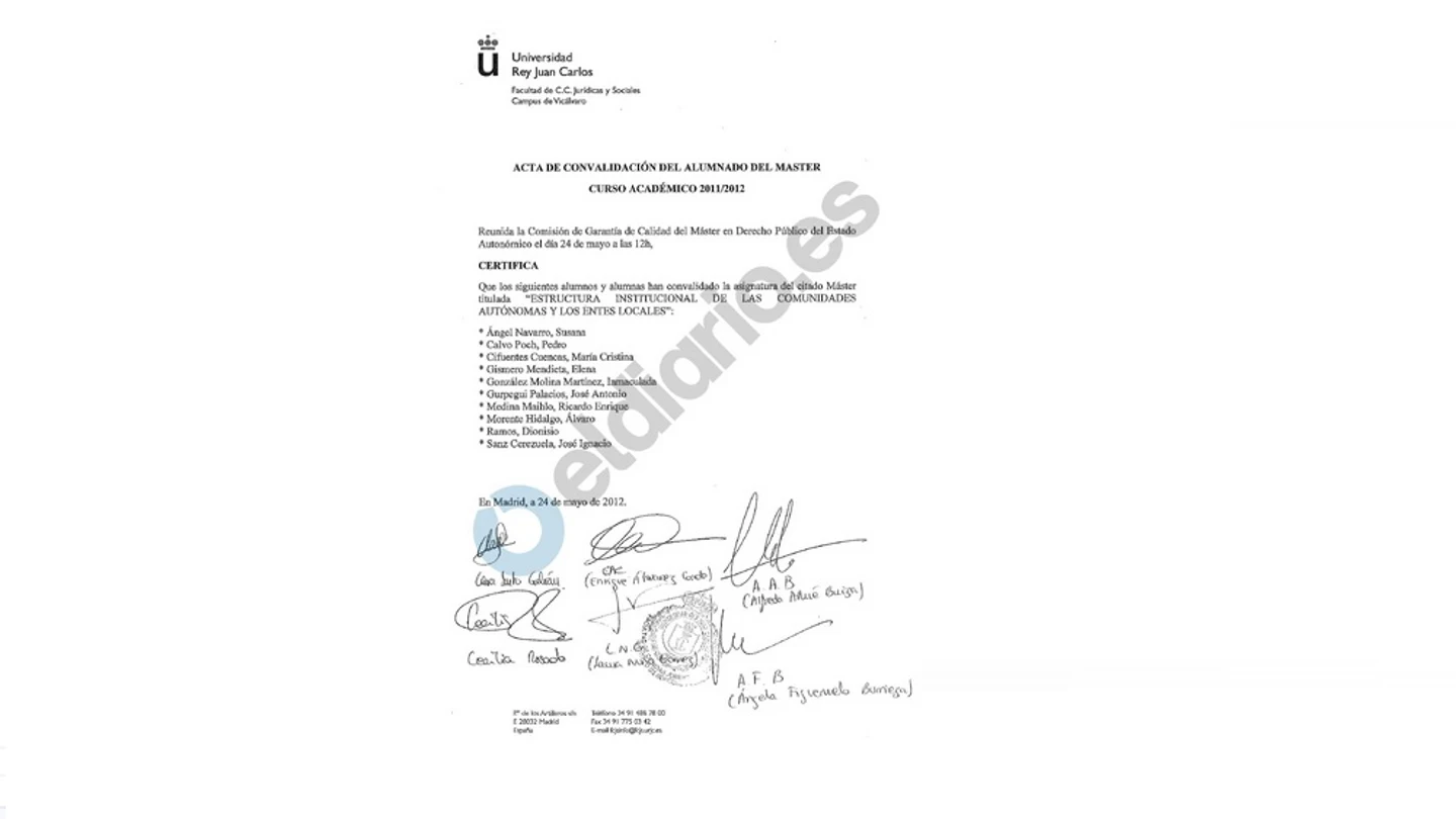 Acta de convalidación de Estructura Institucional de las CCAA Acta de convalidación de Estructura Institucional de las CCAA