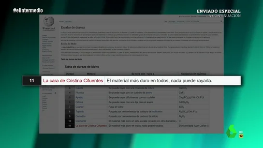 La cara de Cristina Cifuentes en la escala de dureza de la Wikipedia La cara de Cristina Cifuentes en la escala de dureza de la Wikipedia