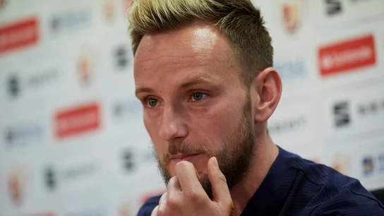 Rakitic, en la sala de prensa antes de la final de la Copa Rakitic, en la sala de prensa antes de la final de la Copa