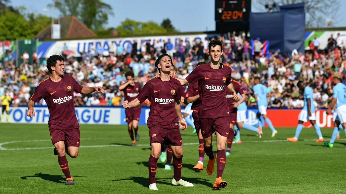 Los jugadores del Barcelona celebran uno de los goles contra el Manchester City