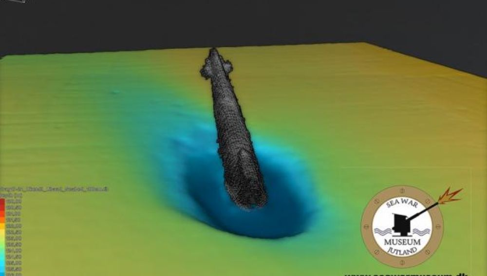 Imagen del equipo de escaneo donde se muestra el submarino U-3523