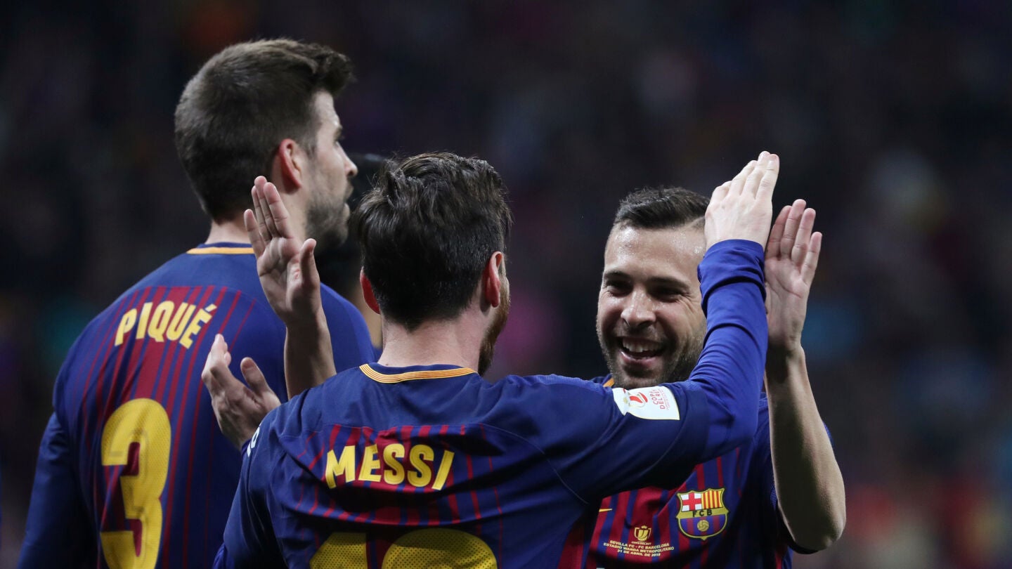 Messi celebrando el gol del Barcelona