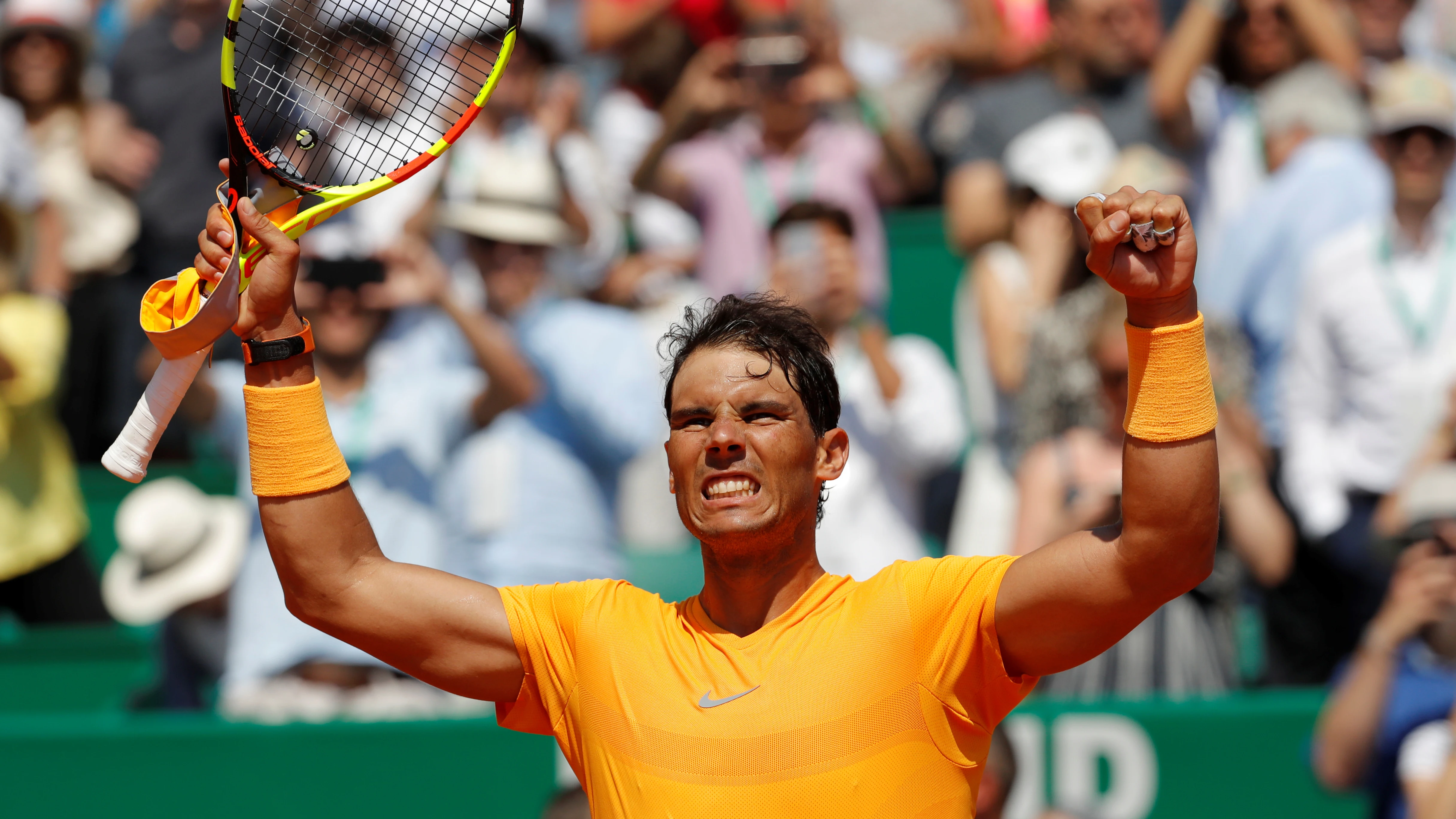 Rafa Nadal celebra su victoria en Montecarlo