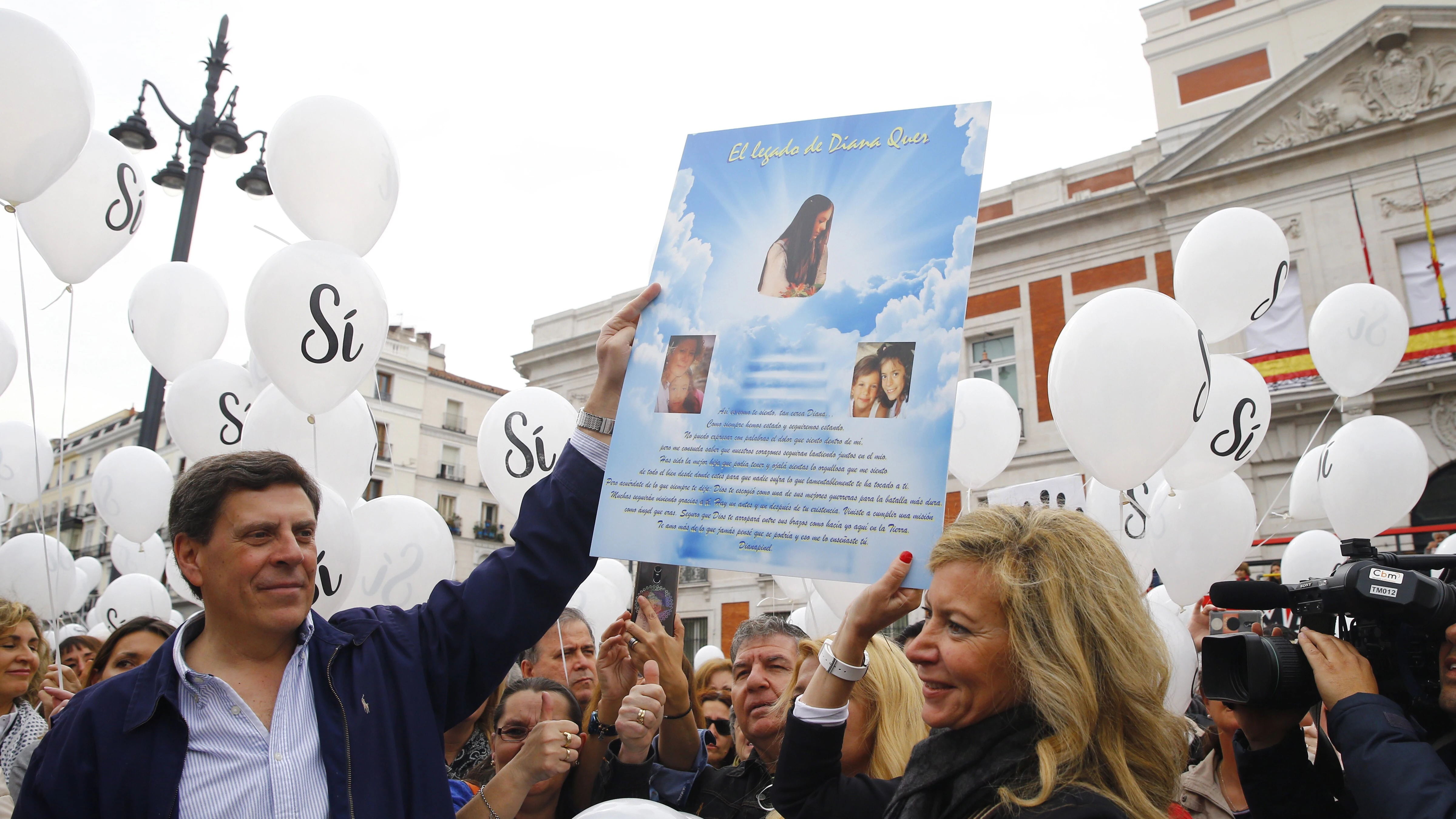 Juan Carlos Quer y Diana López Pinel, padres de Diana Quer, en la manifestación 