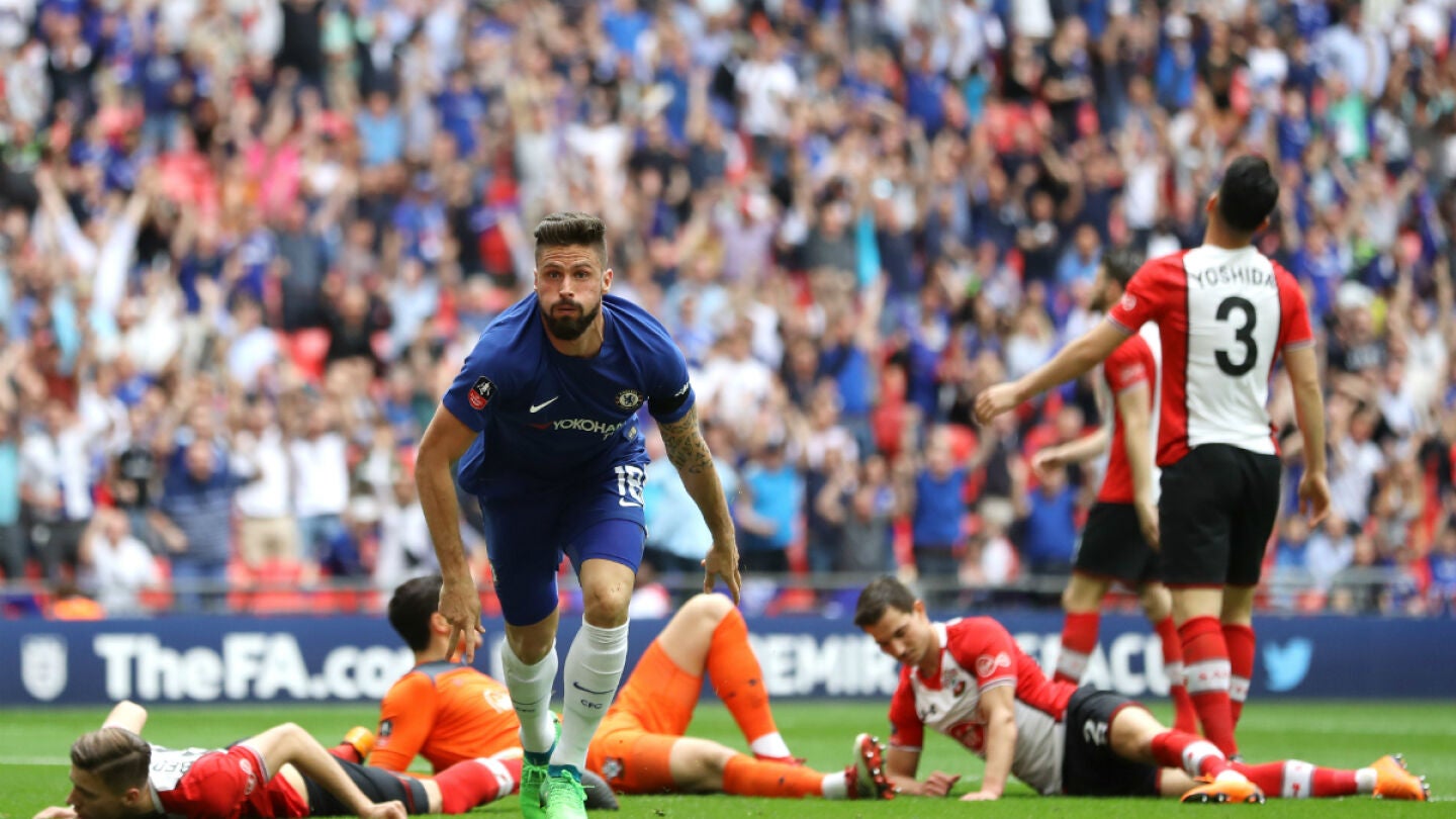 Giroud celebra un gol ante el Southampton