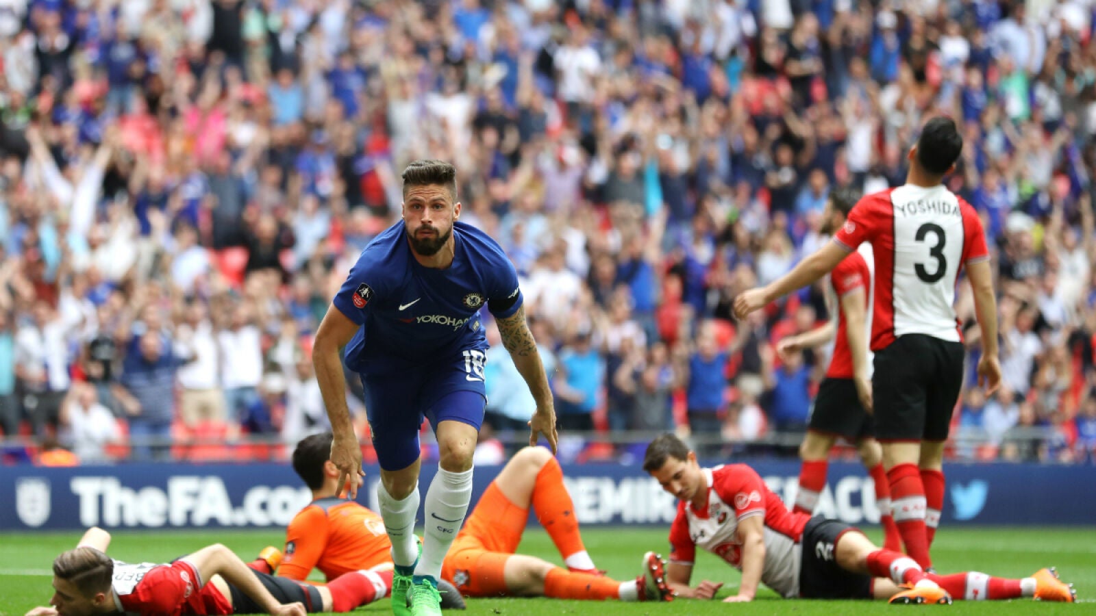 Giroud celebra un gol ante el Southampton