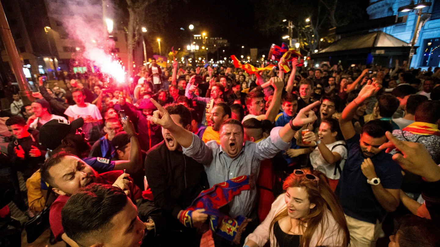 Aficionados del Barcelona, en Canaletas Aficionados del Barcelona, en Canaletas