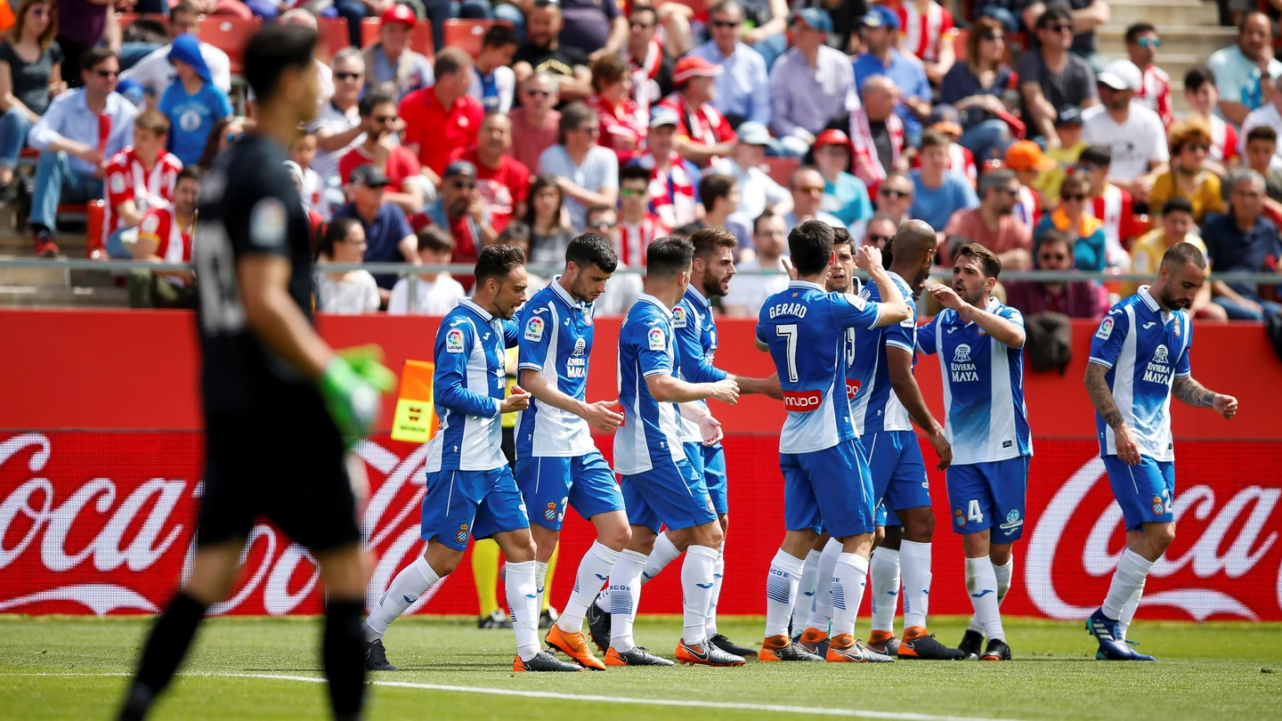 Los jugadores del Espanyol celebran uno de los goles de Gerard Moreno Los jugadores del Espanyol celebran uno de los goles de Gerard Moreno