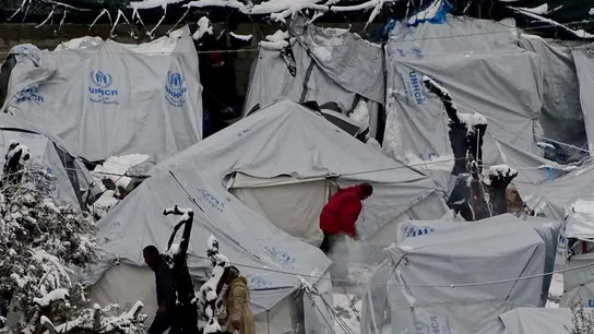 Imagen de archivo del campo de refugiados de Moria, en Lesbos Imagen de archivo del campo de refugiados de Moria, en Lesbos
