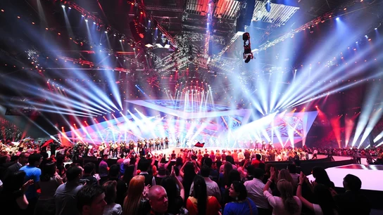 Vista del escenario durante Eurovisión 2018. Vista del escenario durante Eurovisión 2018.