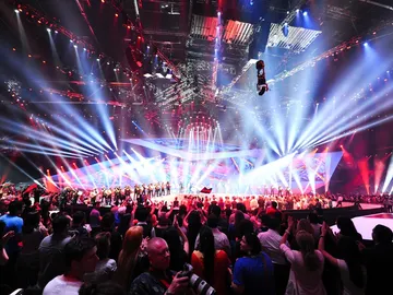 Vista del escenario durante Eurovisión 2018. Vista del escenario durante Eurovisión 2018.