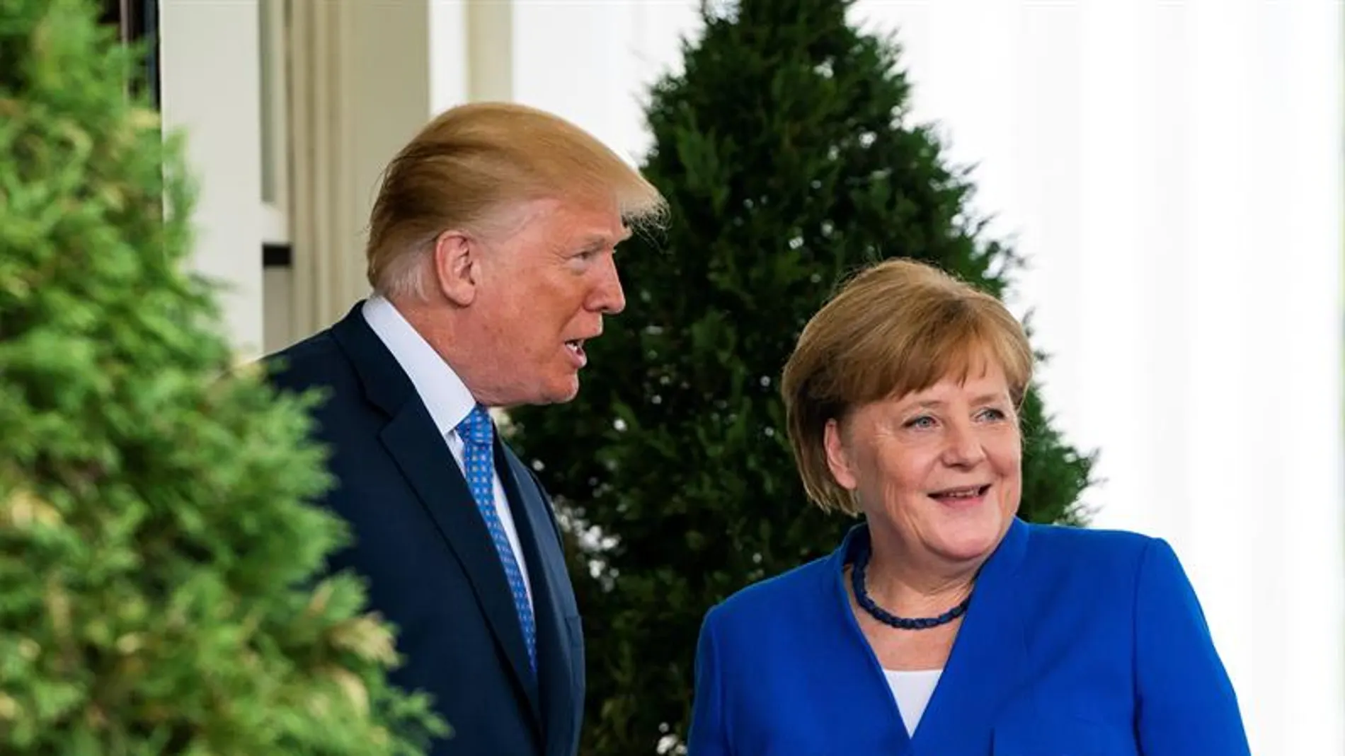 El presidente estadounidense, Donald J. Trump, recibe a la canciller alemana, Angela Merkel