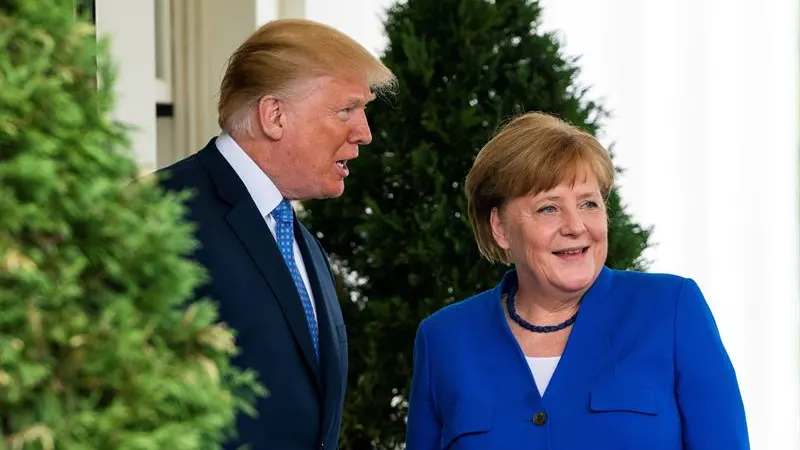 El presidente estadounidense, Donald J. Trump, recibe a la canciller alemana, Angela Merkel