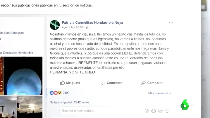 Mensaje de apoyo de una monja