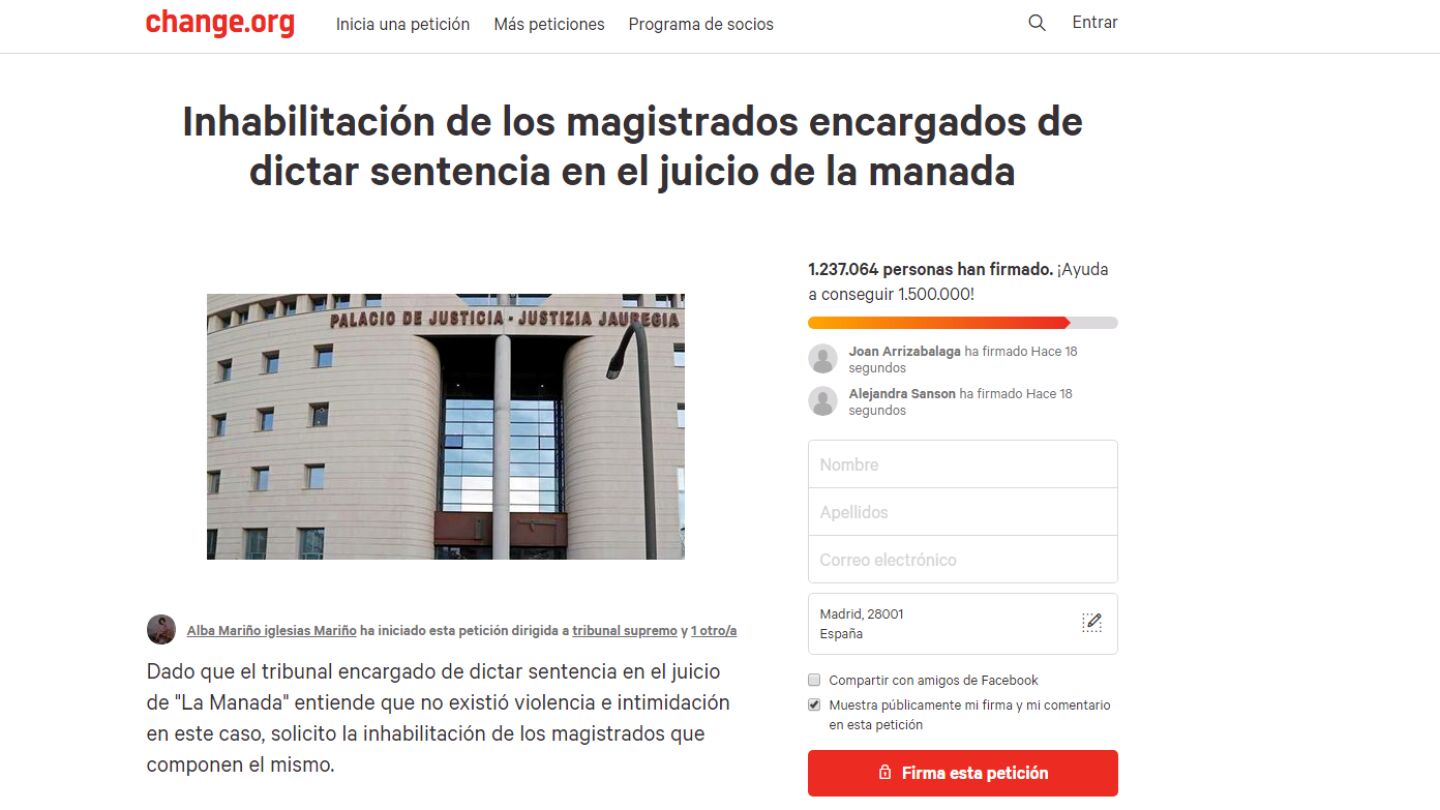 Petici&oacute;n change