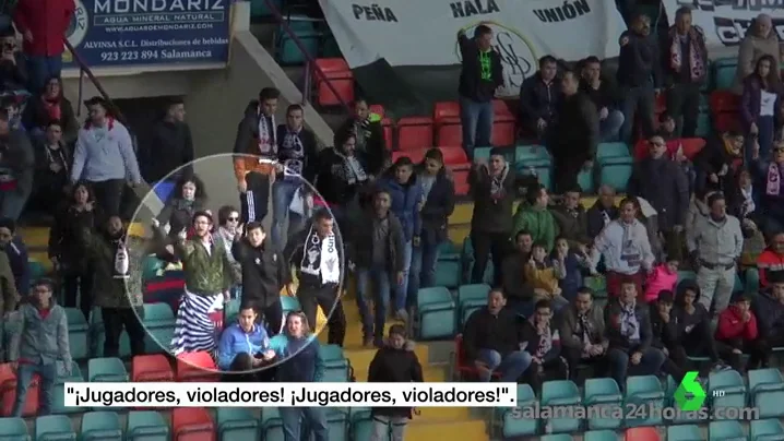 Aficionados insultan a los jugadores de la Arandina en el Helmántico