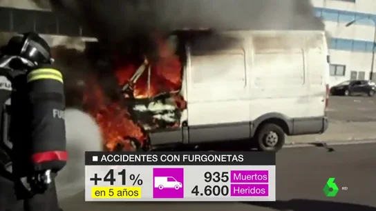 Una furgoneta en llamas Una furgoneta en llamas