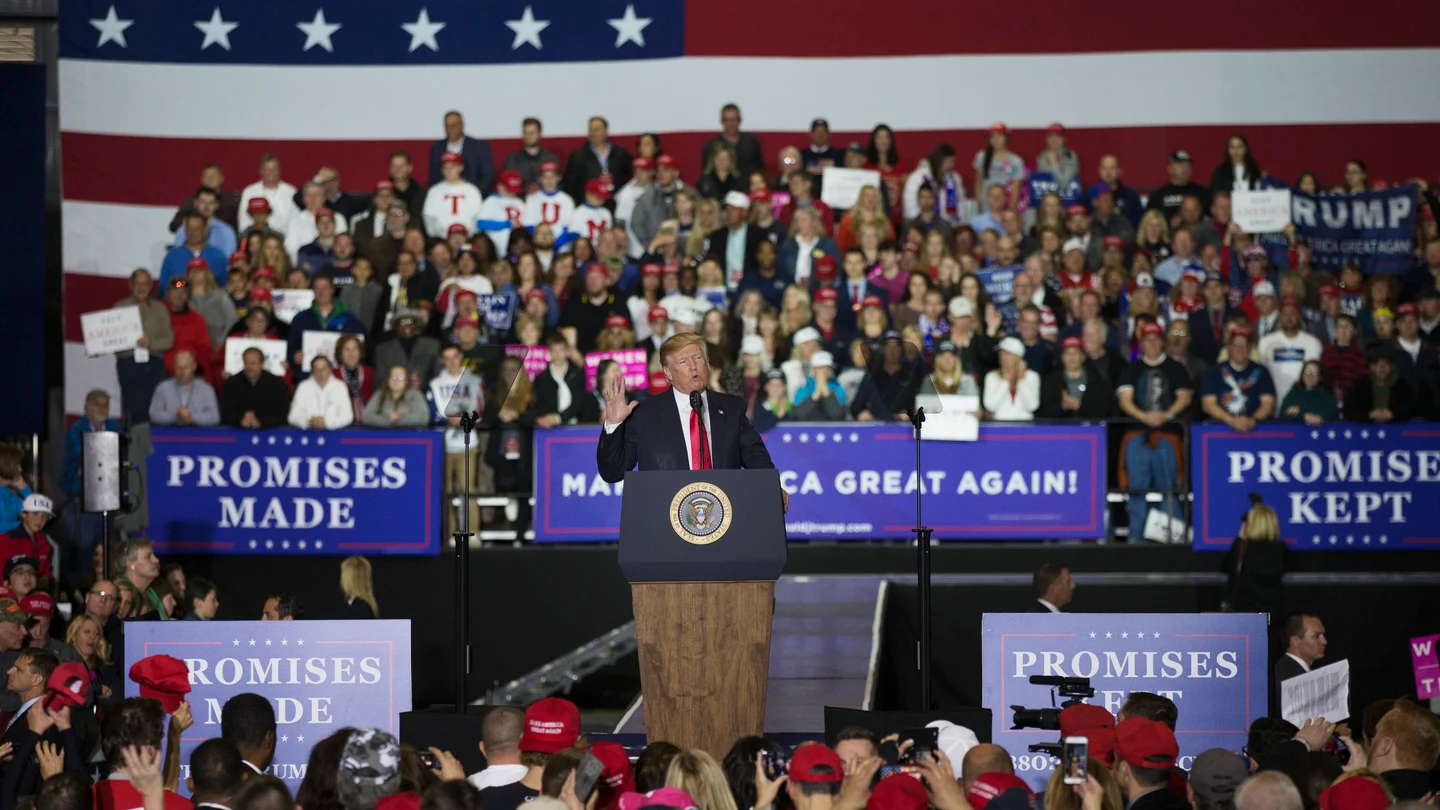 Donald Trump durante el mitin en Michigan Donald Trump durante el mitin en Michigan