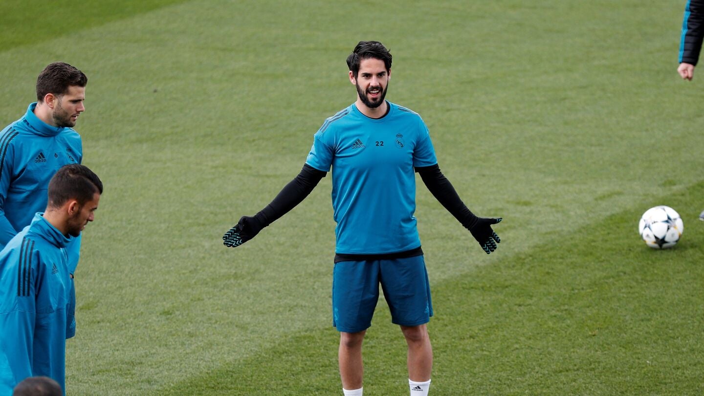 Isco, en el entrenamiento del Real Madrid en Valdebebas