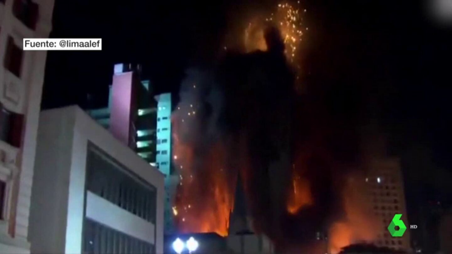 Incendio de la antigua sede de la polic&iacute;a de Sao Paulo